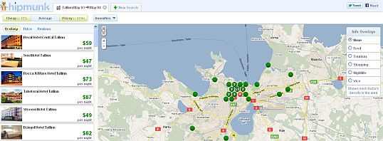 Hipmunk hotelli otsingutulemus