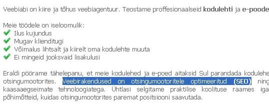 veebirakendused on otsingumootoritele optimeeritud SEO