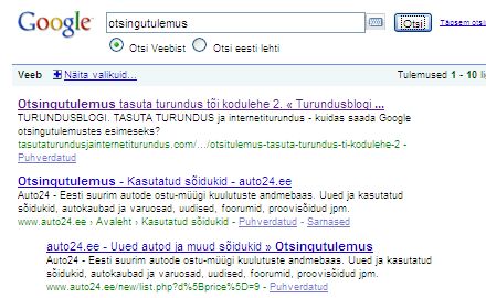 otsingutulemus Tasuta turundus vs auto24
