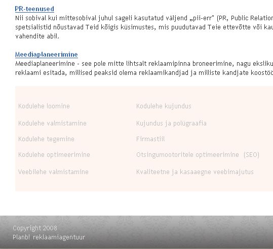 planb reklaamiagentuur veebilehelt leiab hidden text spämm-tehnika