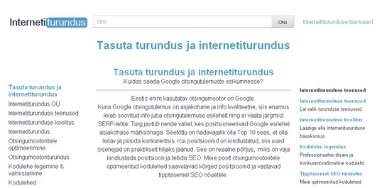 Internetiturundus OÜ koduleht uuenes